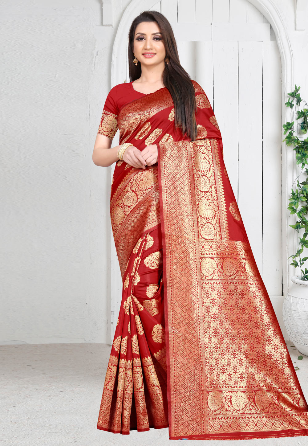 Red Art Silk Saree With Blouse 245980