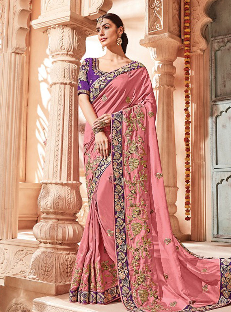 Pink Georgette Saree With Blouse 143390