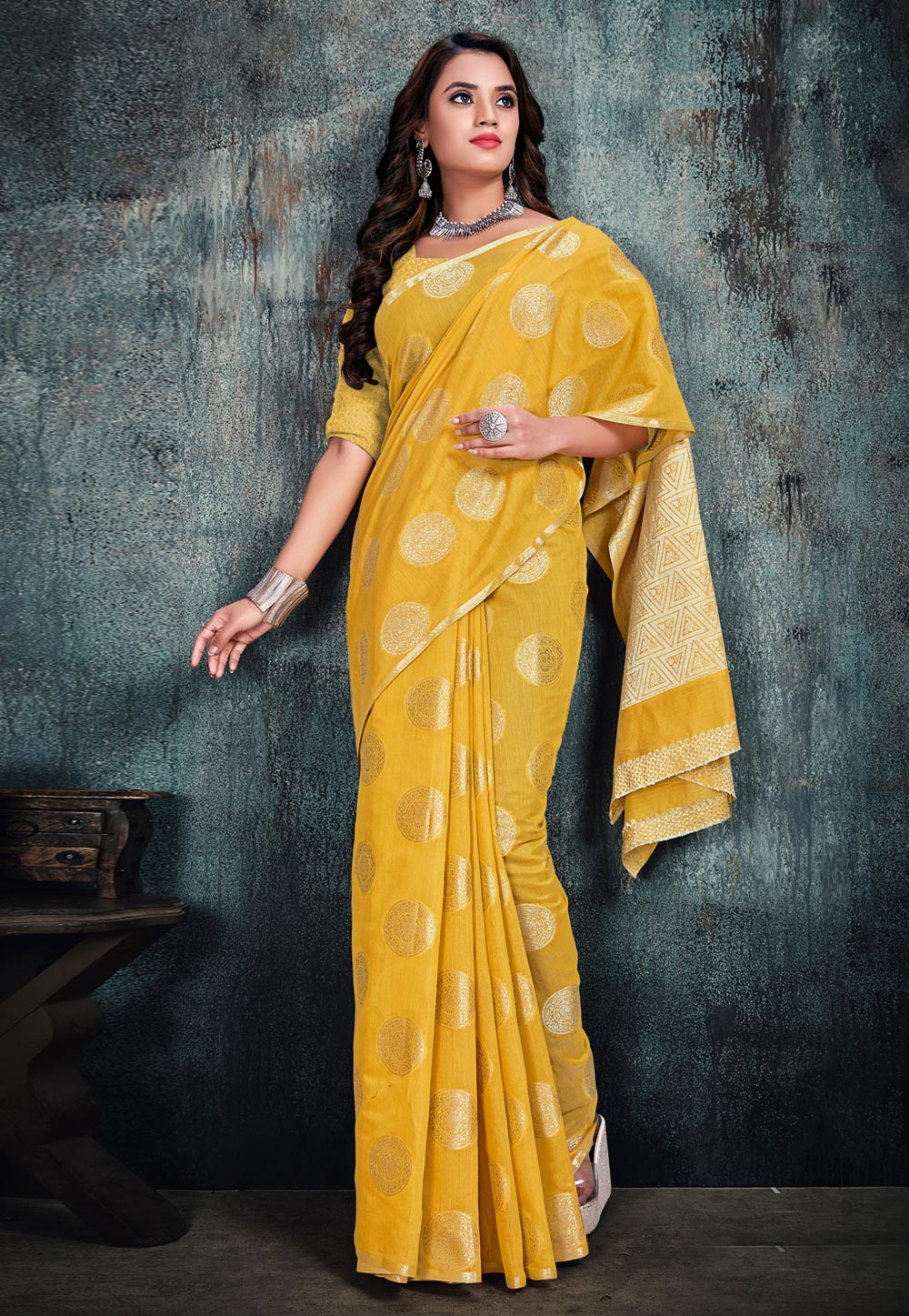 Yellow Banarasi Cotton Silk Festival Wear Saree 200529