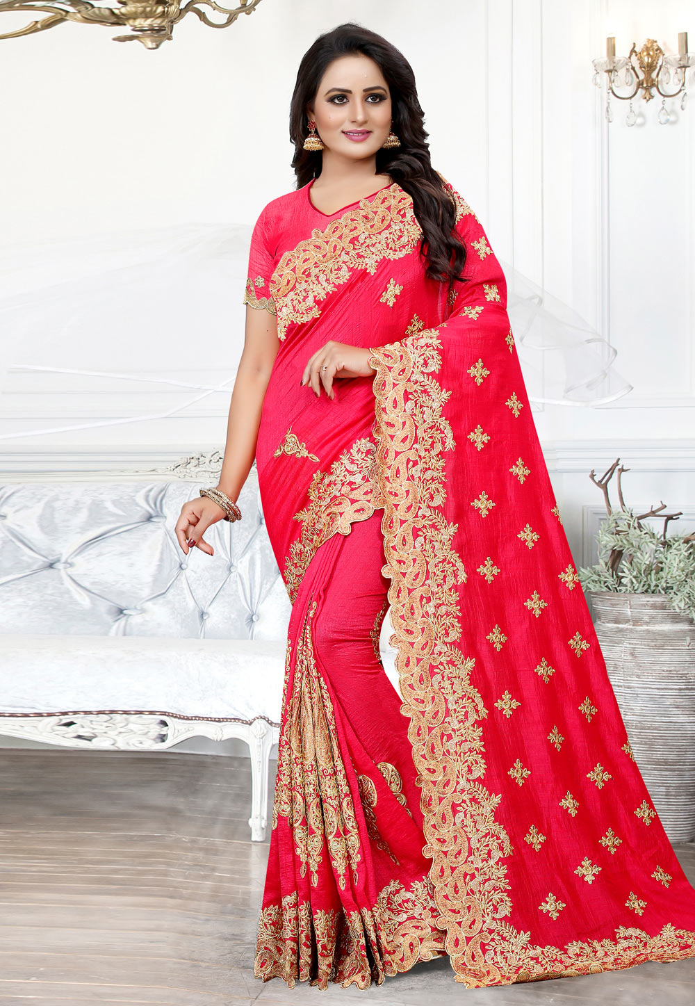 Magenta Silk Festival Wear Saree 184760