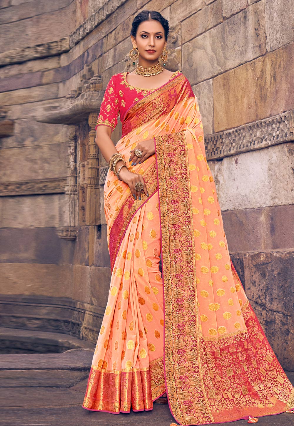 Peach Georgette Saree With Blouse 252815