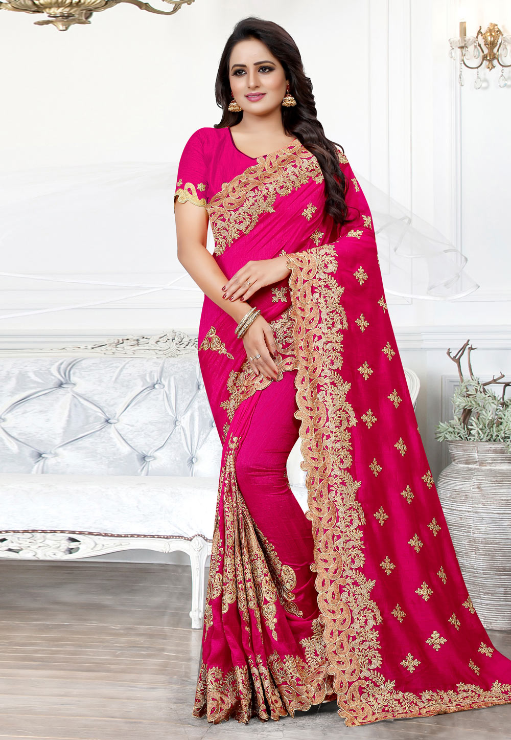 Magenta Silk Saree With Blouse 184763