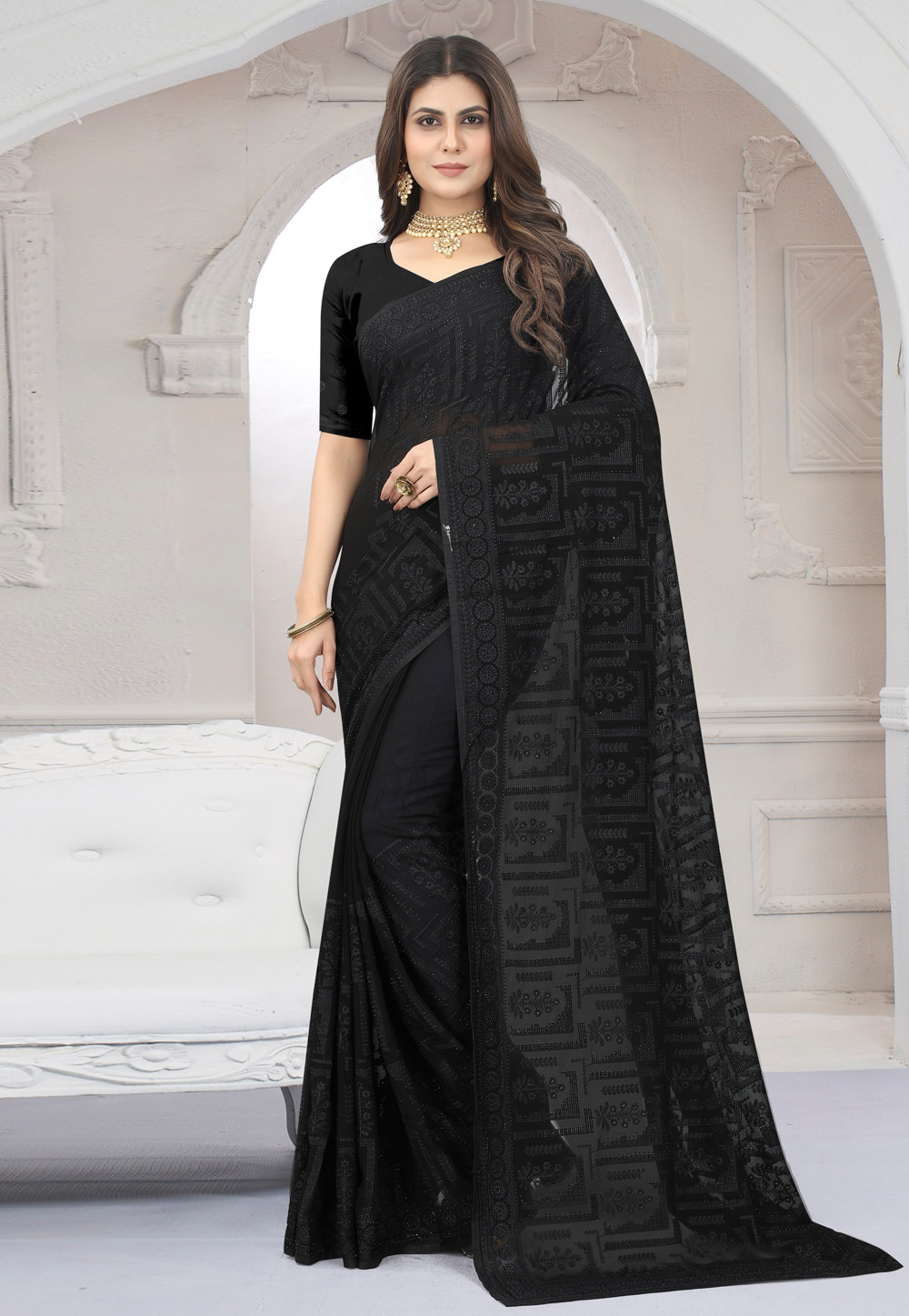 Black Georgette Saree With Blouse 261971