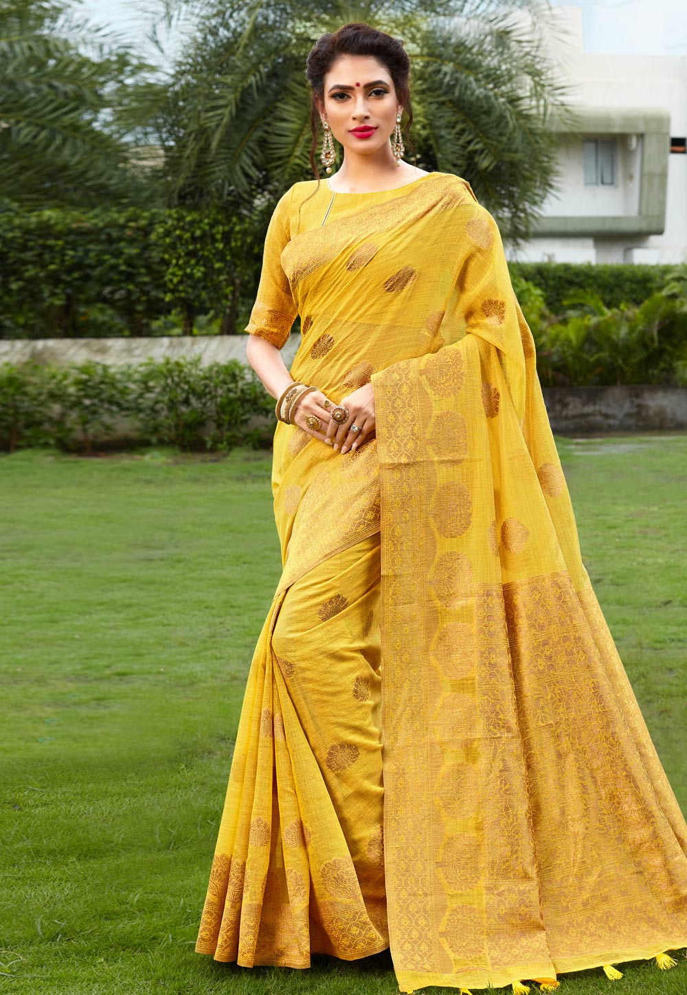 Yellow Banarasi Festival Wear Saree 207833