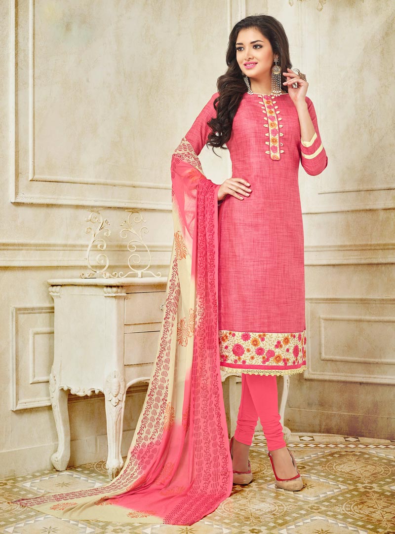 Pink Silk Churidar Salwar Kameez 79706