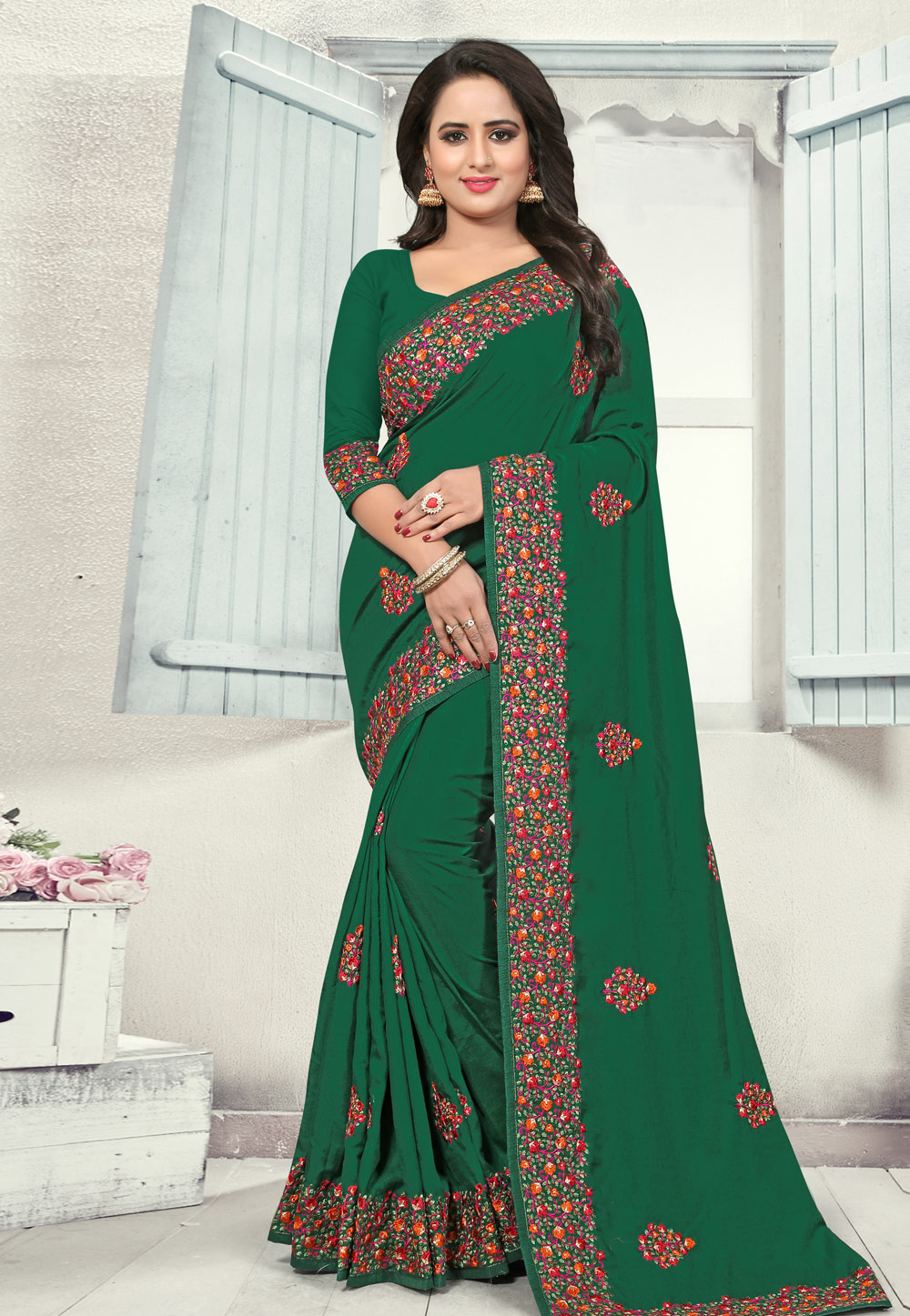 Green Silk Festival Wear Saree 186849