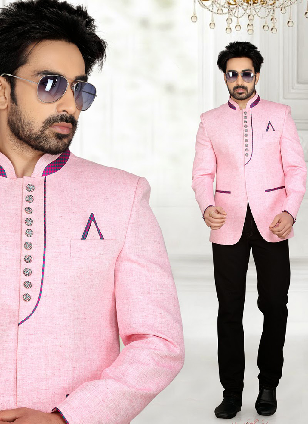 Pink Linen Designer Blazer 47856
