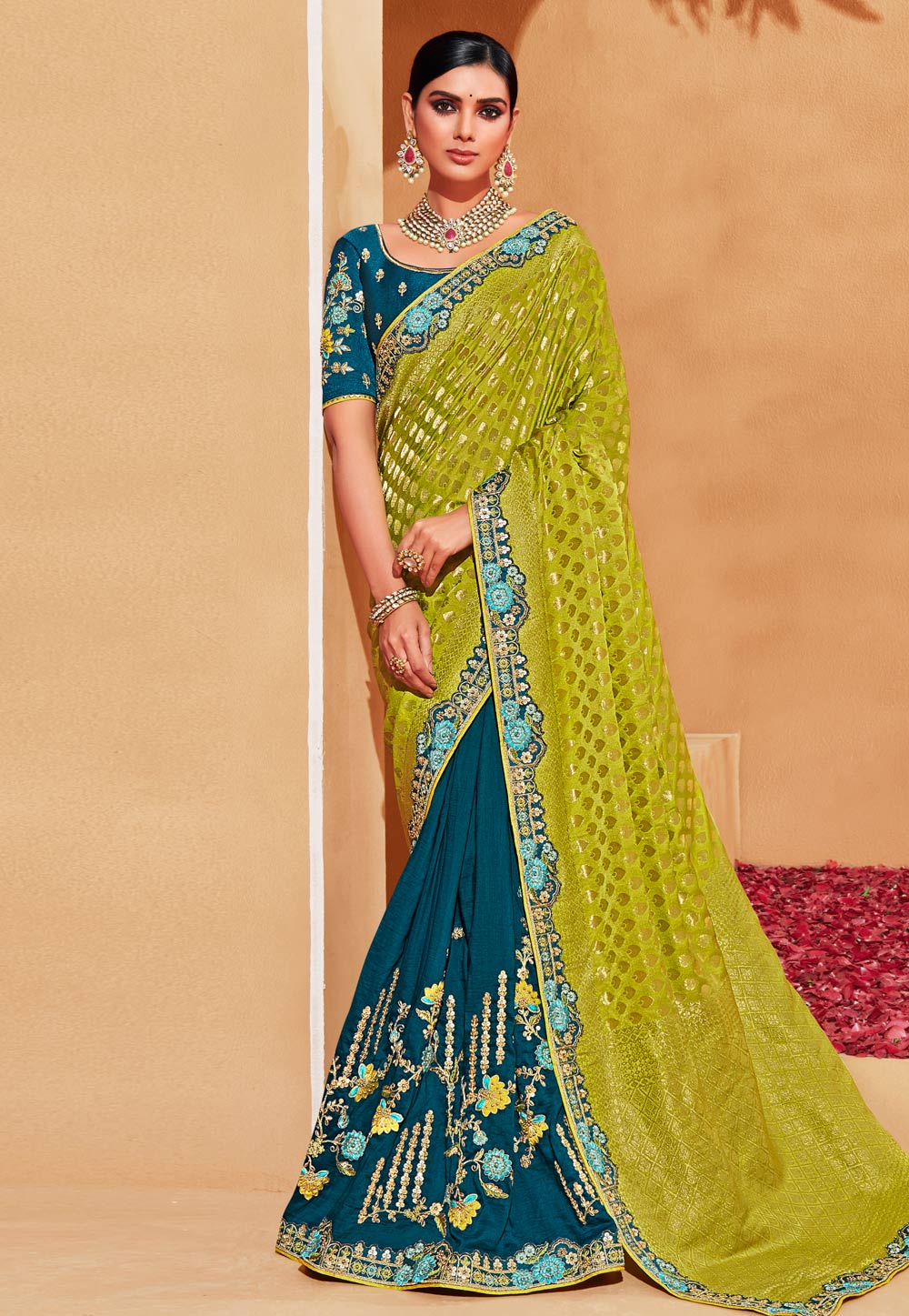 Light Green Silk Saree With Blouse 262312