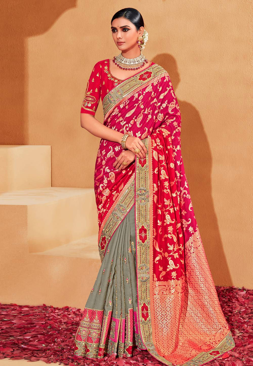 Magenta Silk Saree With Blouse 262316