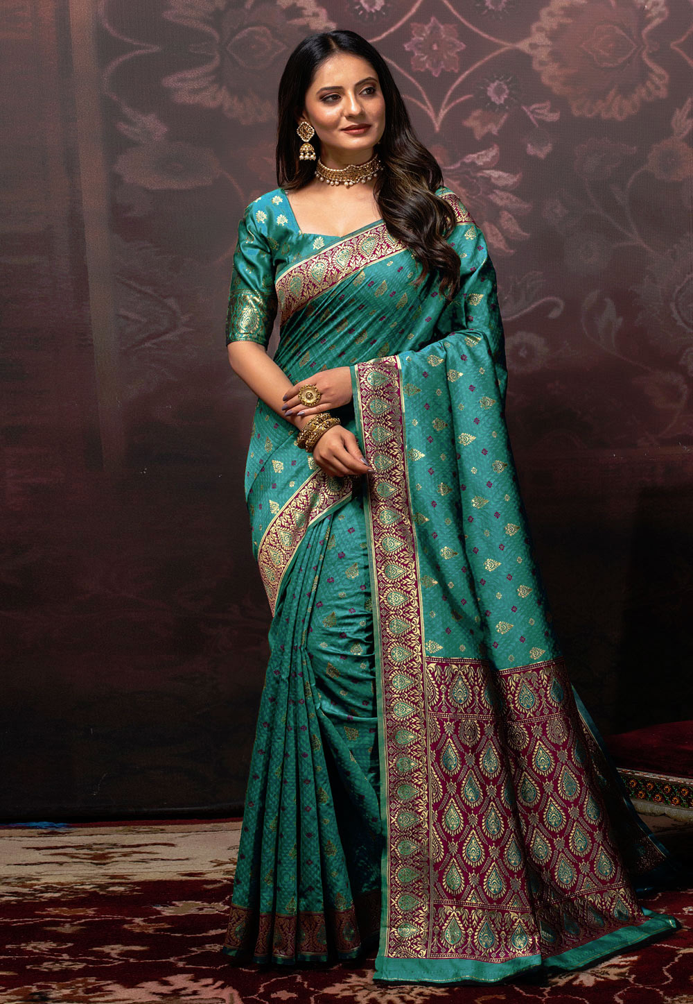 Blue Banarasi Silk Festival Wear Saree 231025