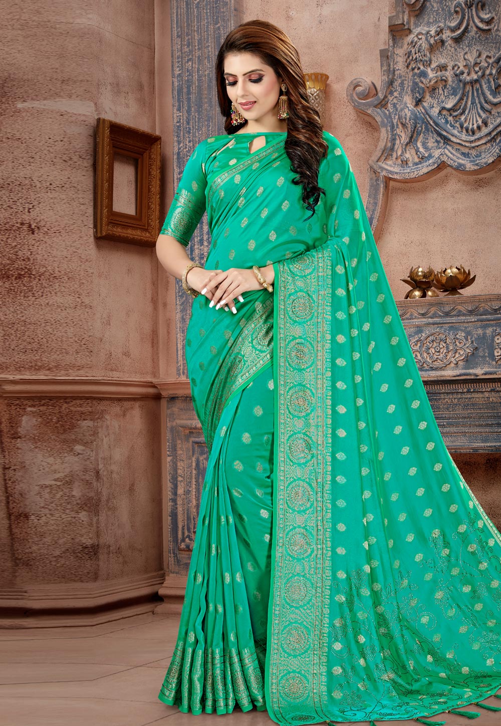 Green Silk Festival Wear Saree 193174