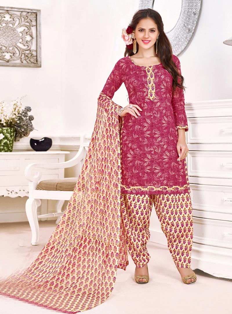 Pink Cotton Punjabi Suit 91490