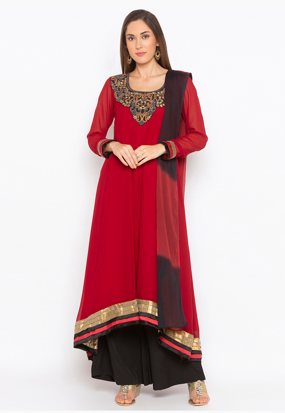 Maroon Georgette Readymade Kameez With Palazzo 246139