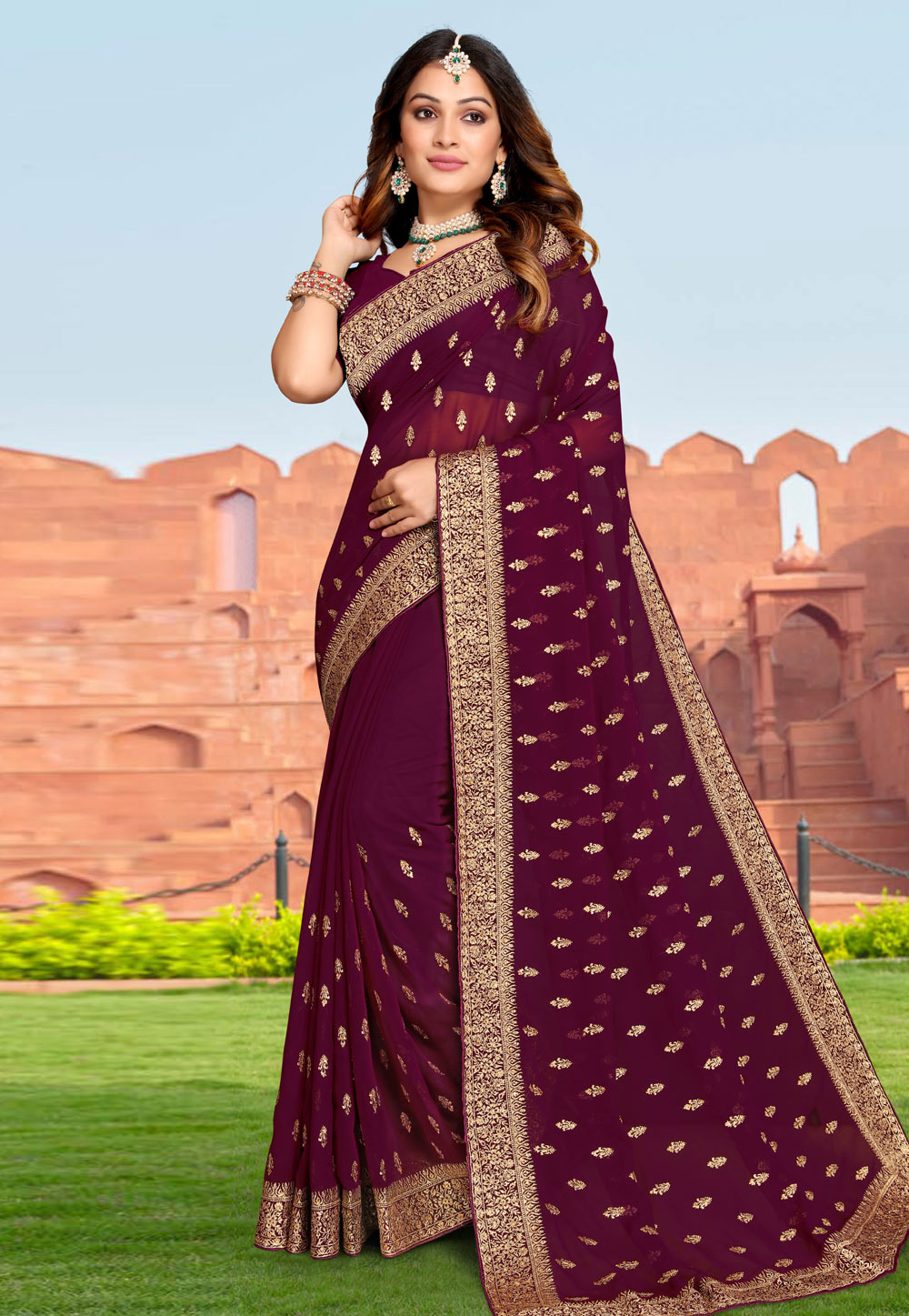Purple Georgette Saree With Blouse 267830