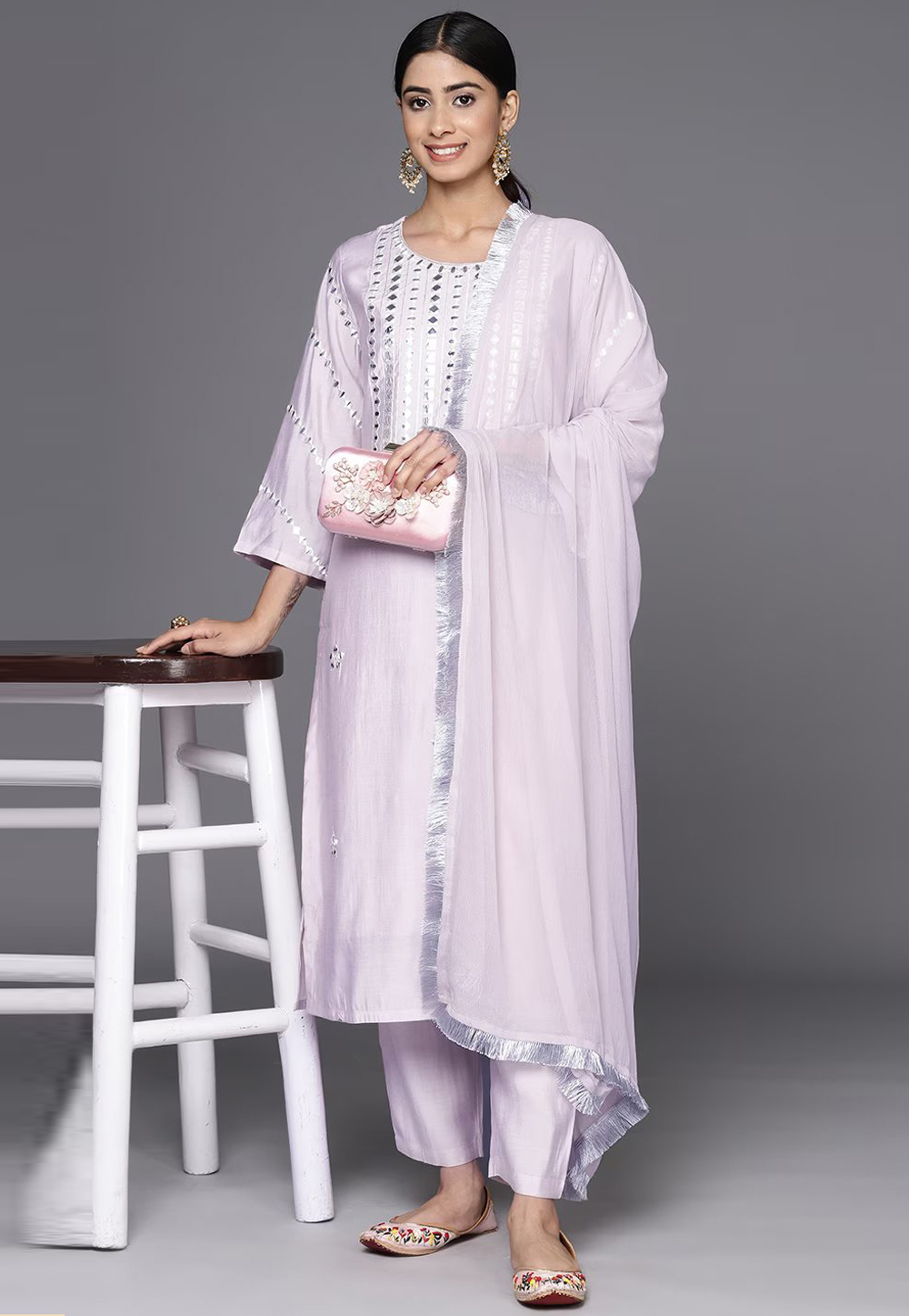 Light Pink Silk Readymade Pant Style Suit 266833