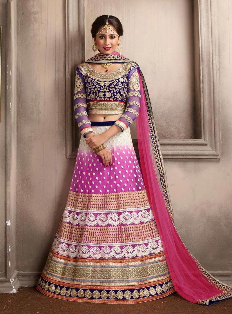 Purple Net Wedding Lehenga Choli 59624