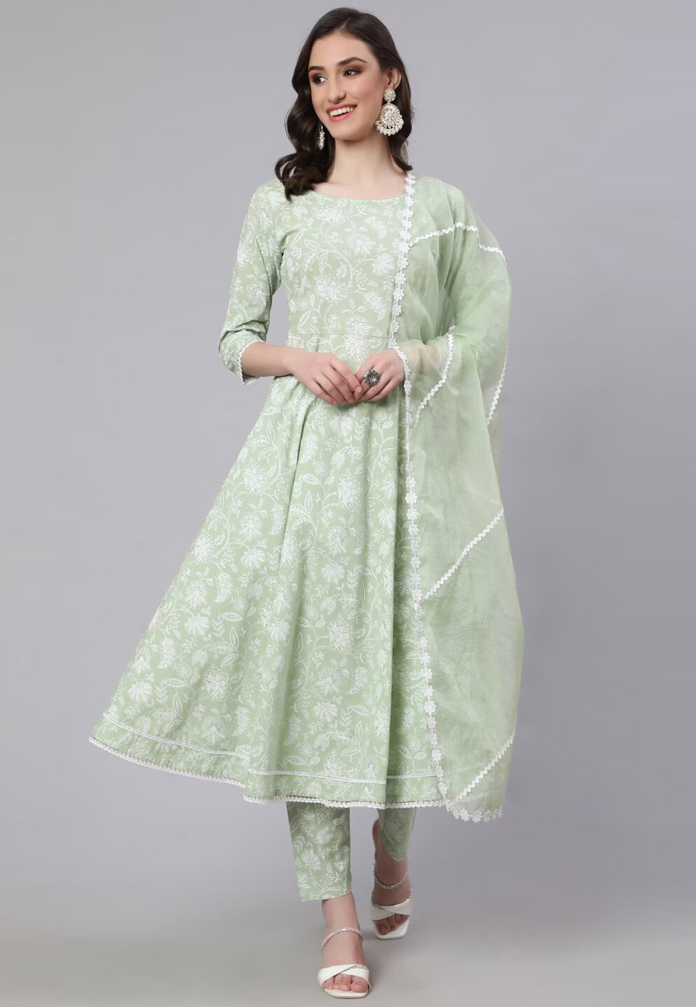 Pista Green Cotton Readymade Pakistani Suit 266926