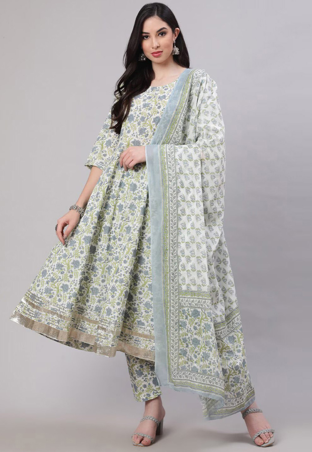Pista Green Cotton Readymade Pakistani Suit 266928