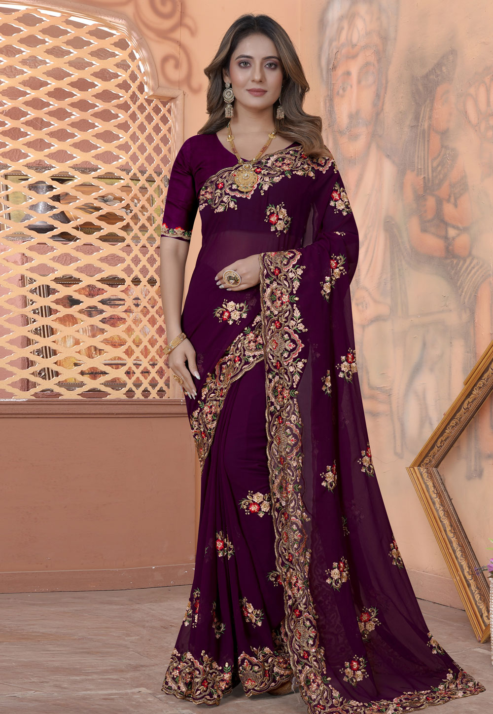 Purple Georgette Saree With Blouse 269160