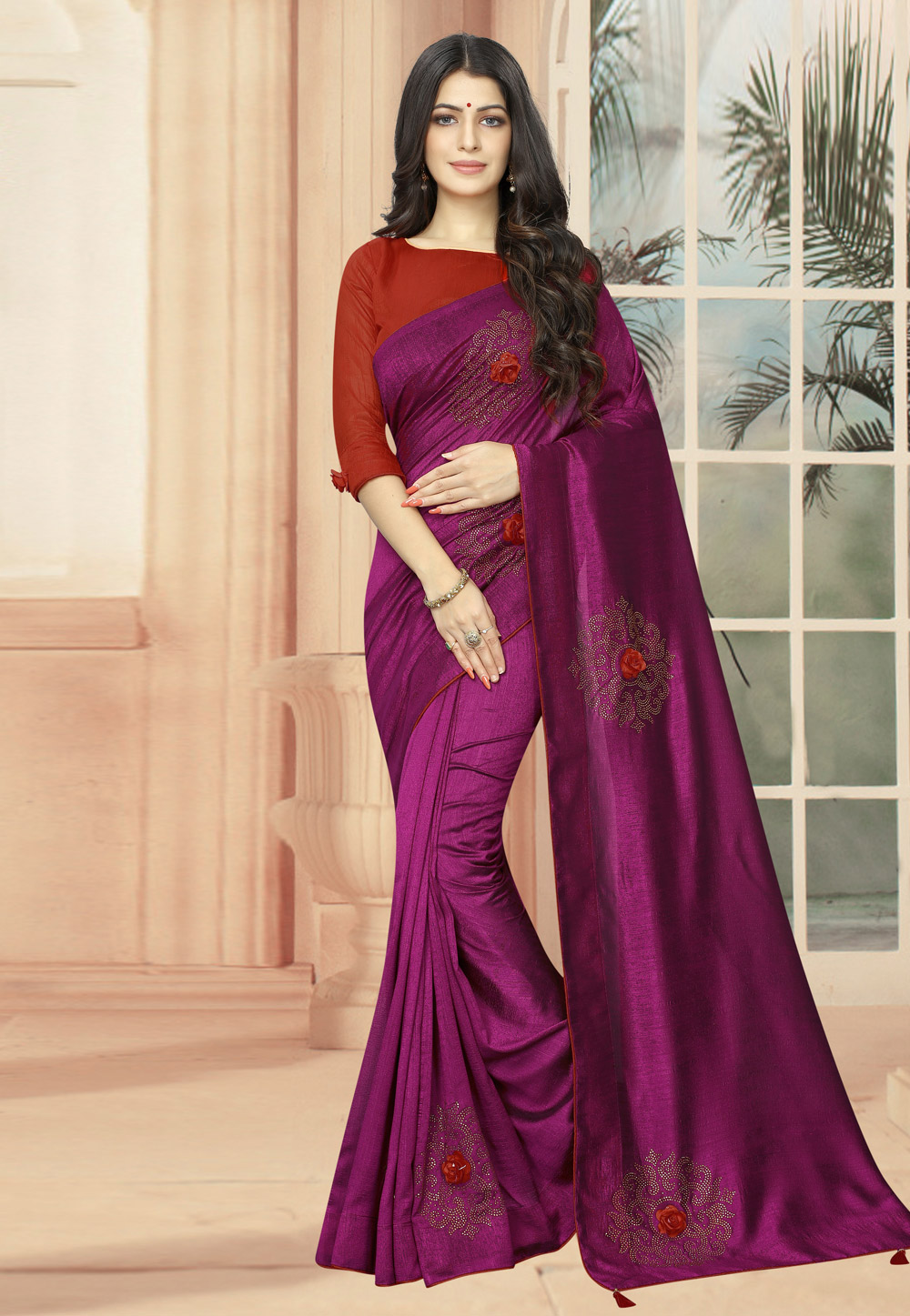 Purple Silk Saree With Blouse 195143