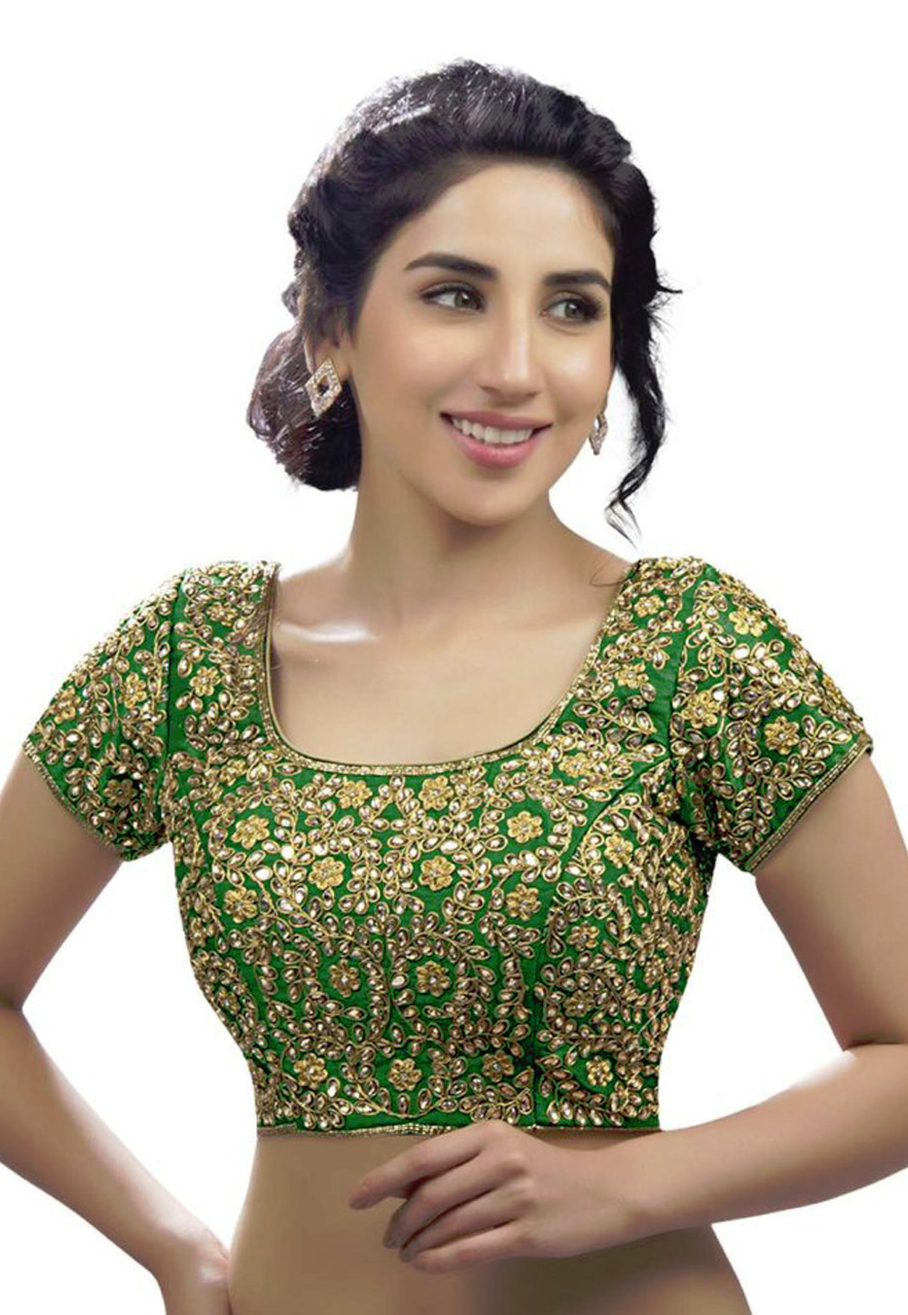 Green Banglori Silk Readymade Blouse 160781