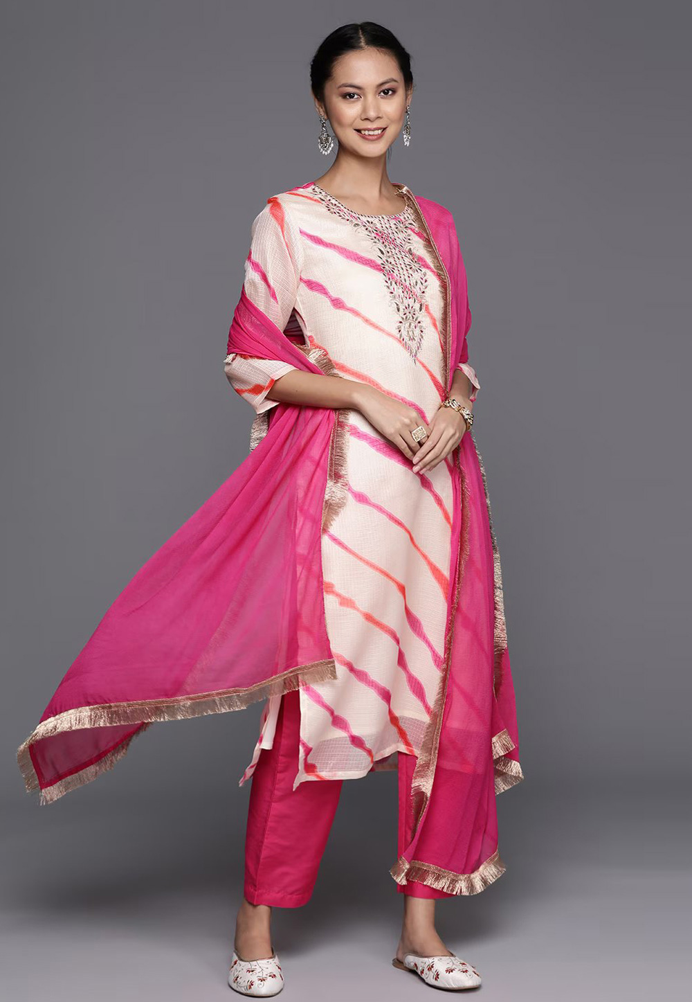 Pink Cotton Readymade Pant Style Suit 269757