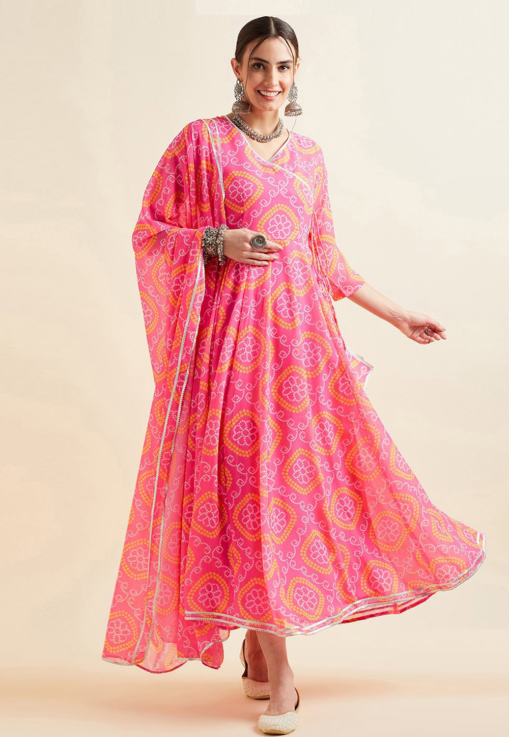Pink Georgette Readymade Anarkali Suit 272053