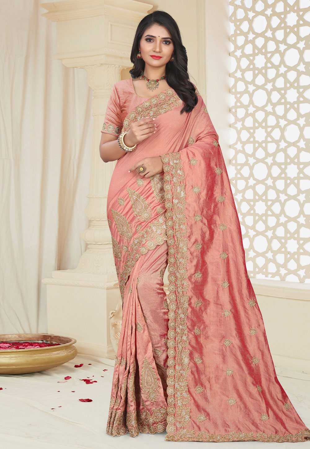 Pink Silk Saree With Blouse 195685