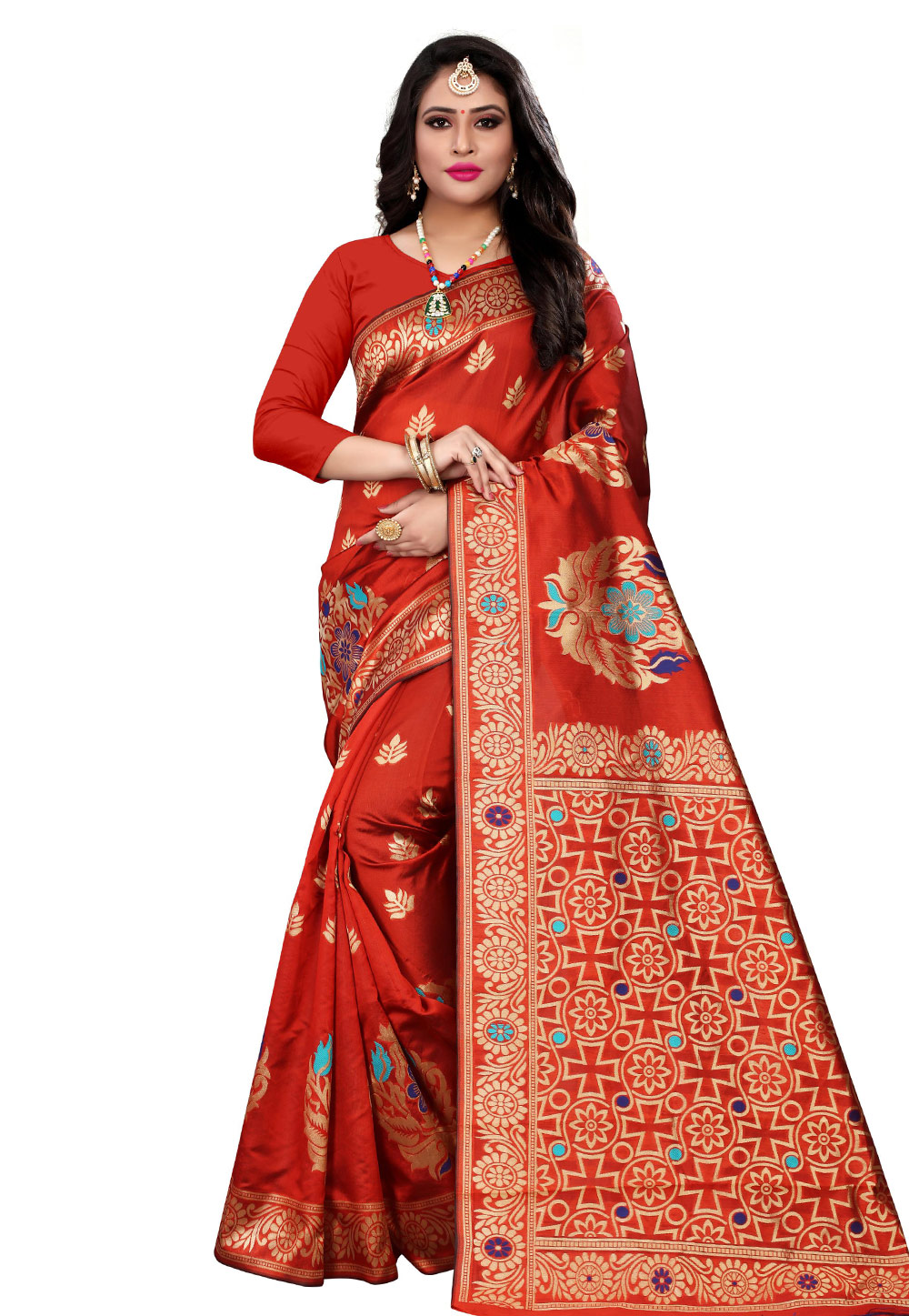 Red Silk Festival Wear Saree 197315