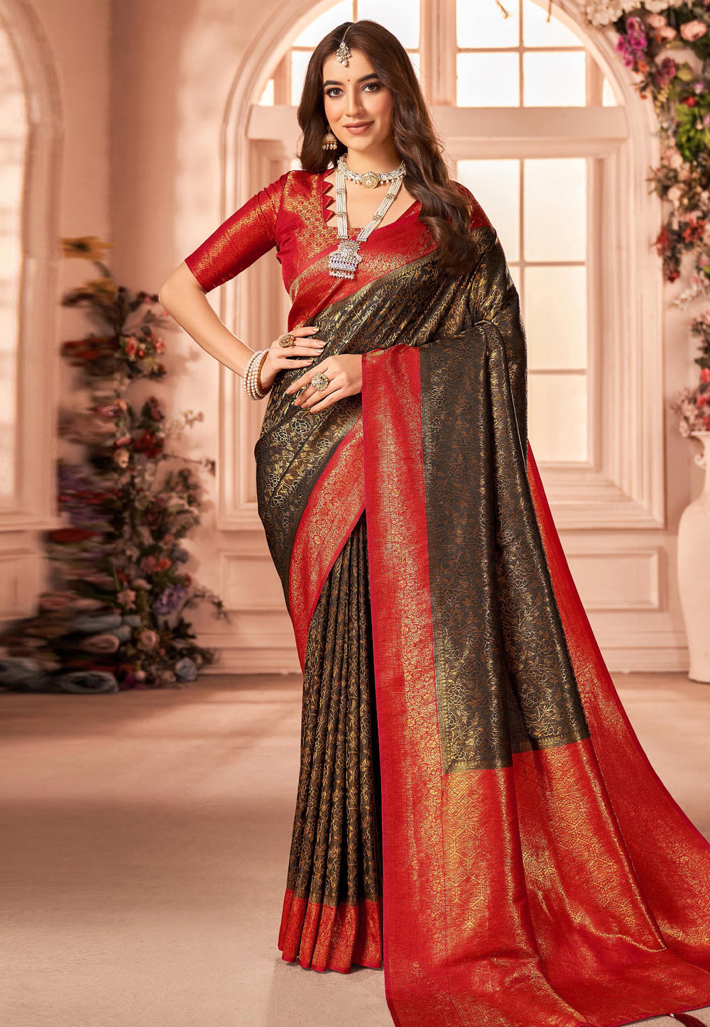 Brown Silk Saree With Blouse 271241