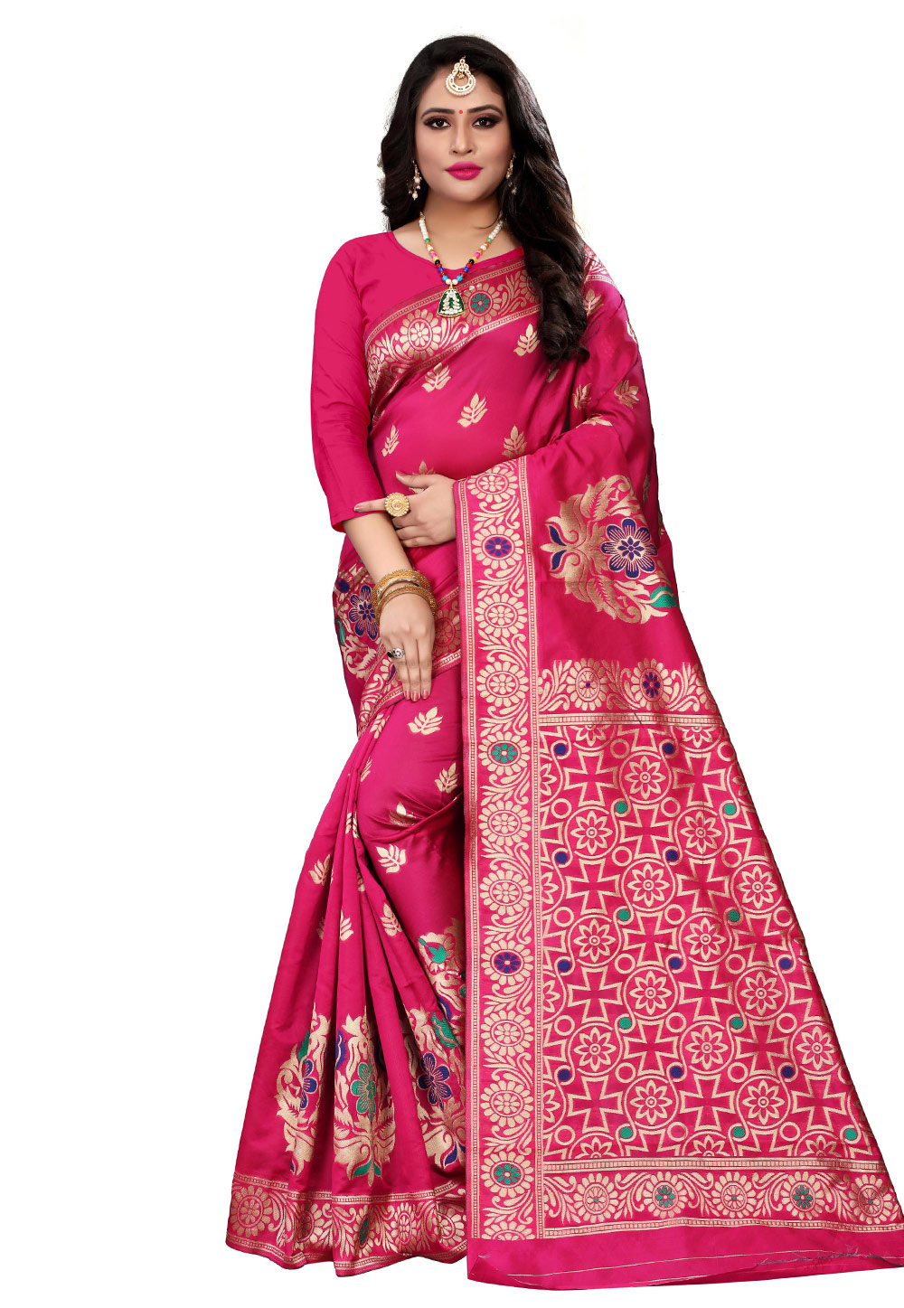 Pink Silk Saree With Blouse 197316