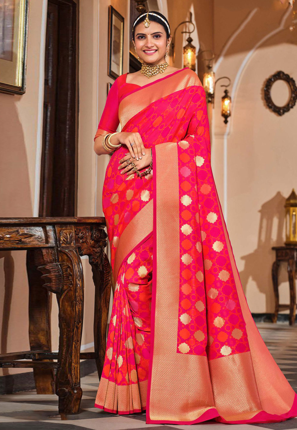 Pink Silk Saree With Blouse 263756
