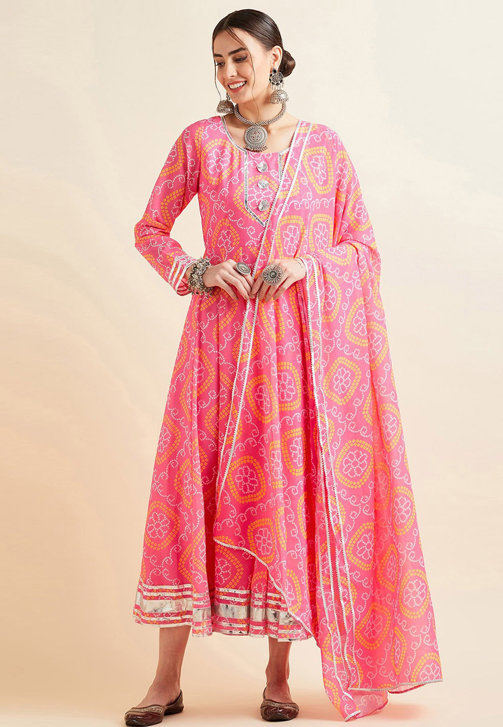Pink Georgette Readymade Anarkali Suit 277444