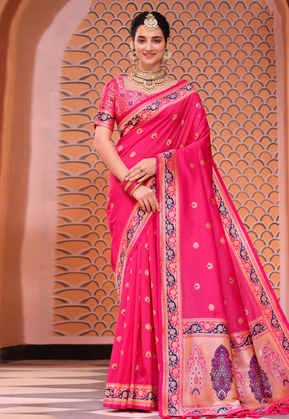 Pink Silk Saree With Blouse 263754