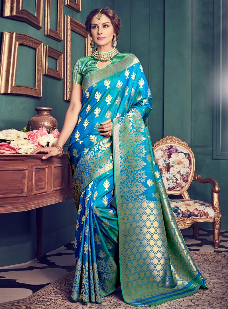 Blue Silk Festival Wear Saree 87543