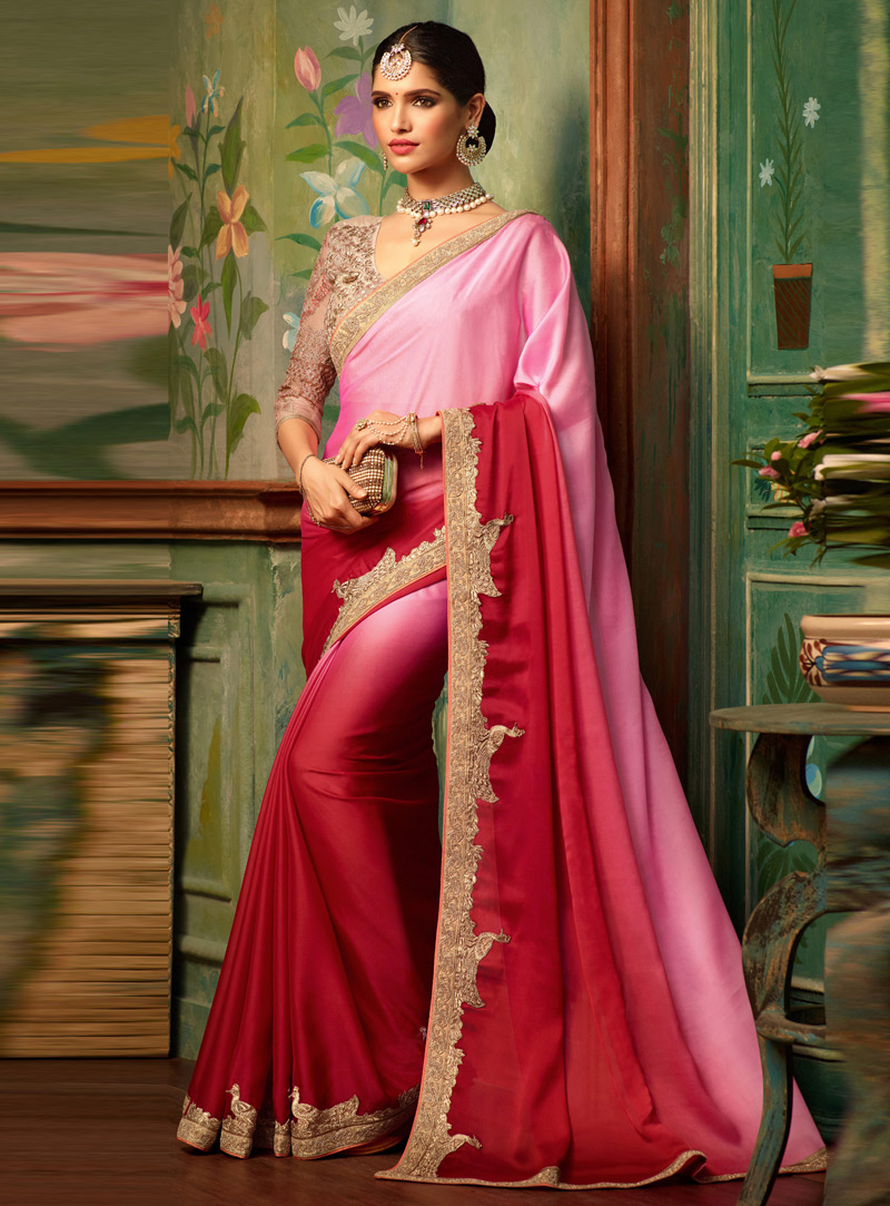 Pink Silk Festival Wear Saree 105489