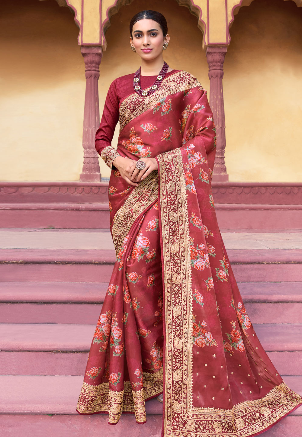 Rust Silk Saree With Blouse 254400