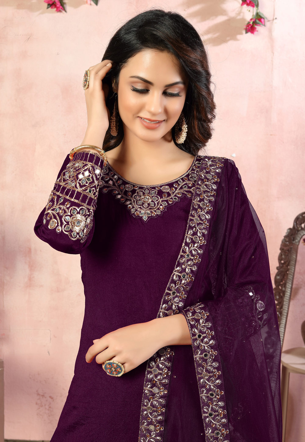 Purple colour suit on sale punjabi