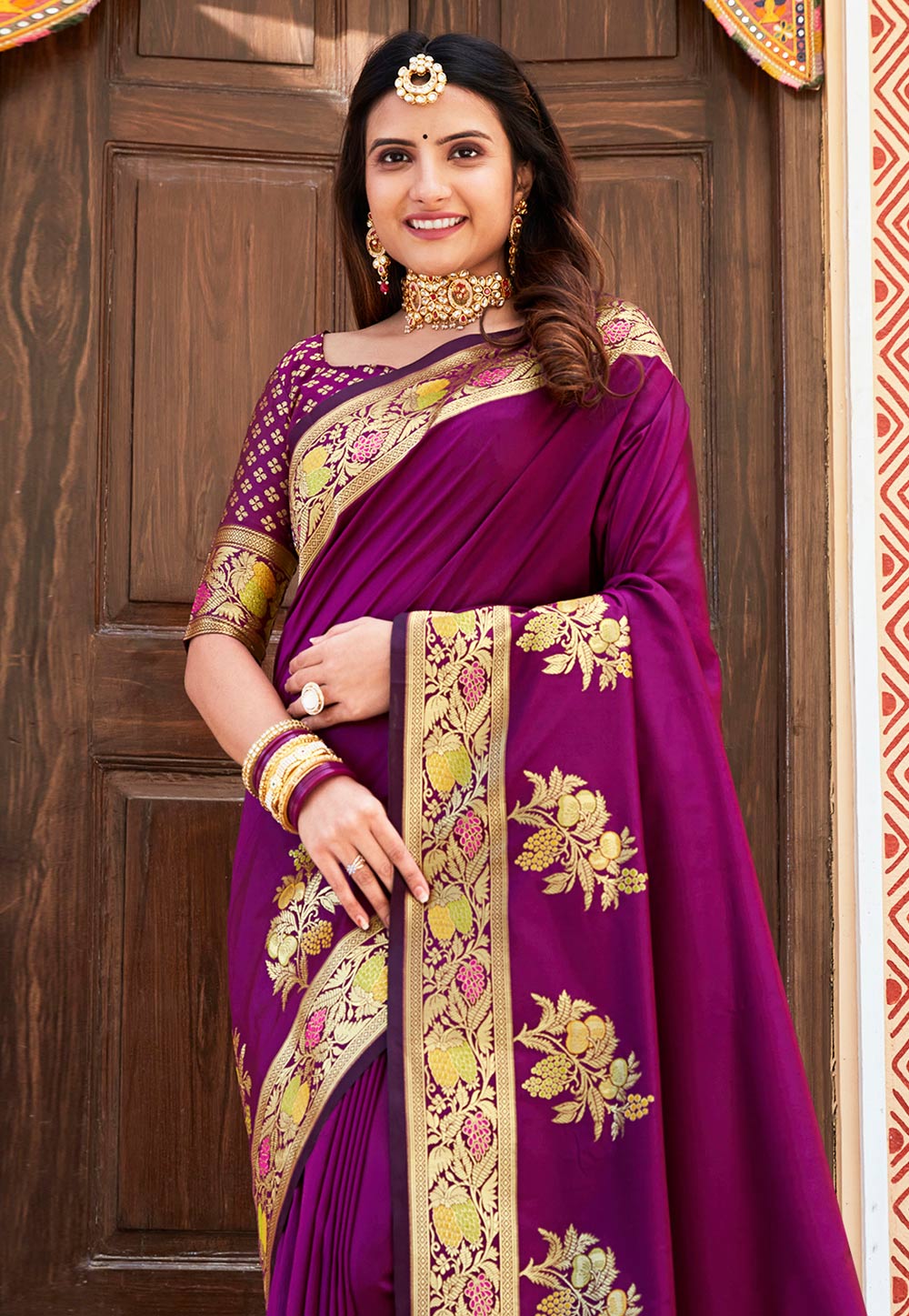 Exceptional Violet Color Silk Saree