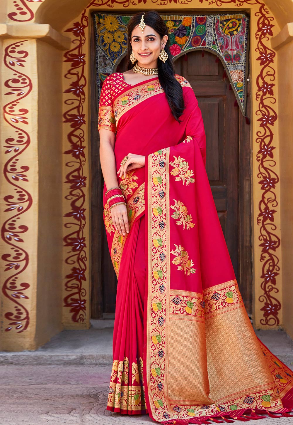 Magenta Silk Saree With Blouse 264149