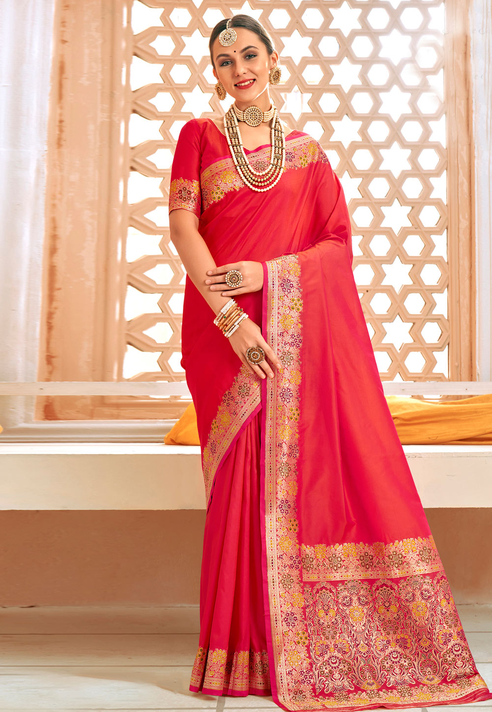 Red Silk Saree With Blouse 264143