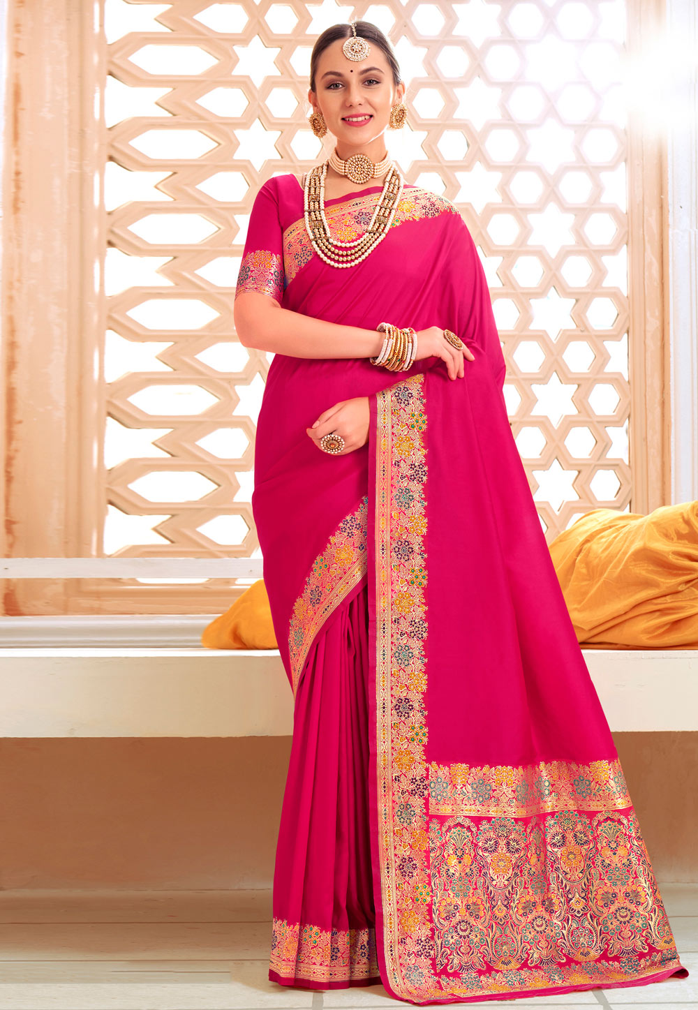 Pink Silk Saree With Blouse 264145