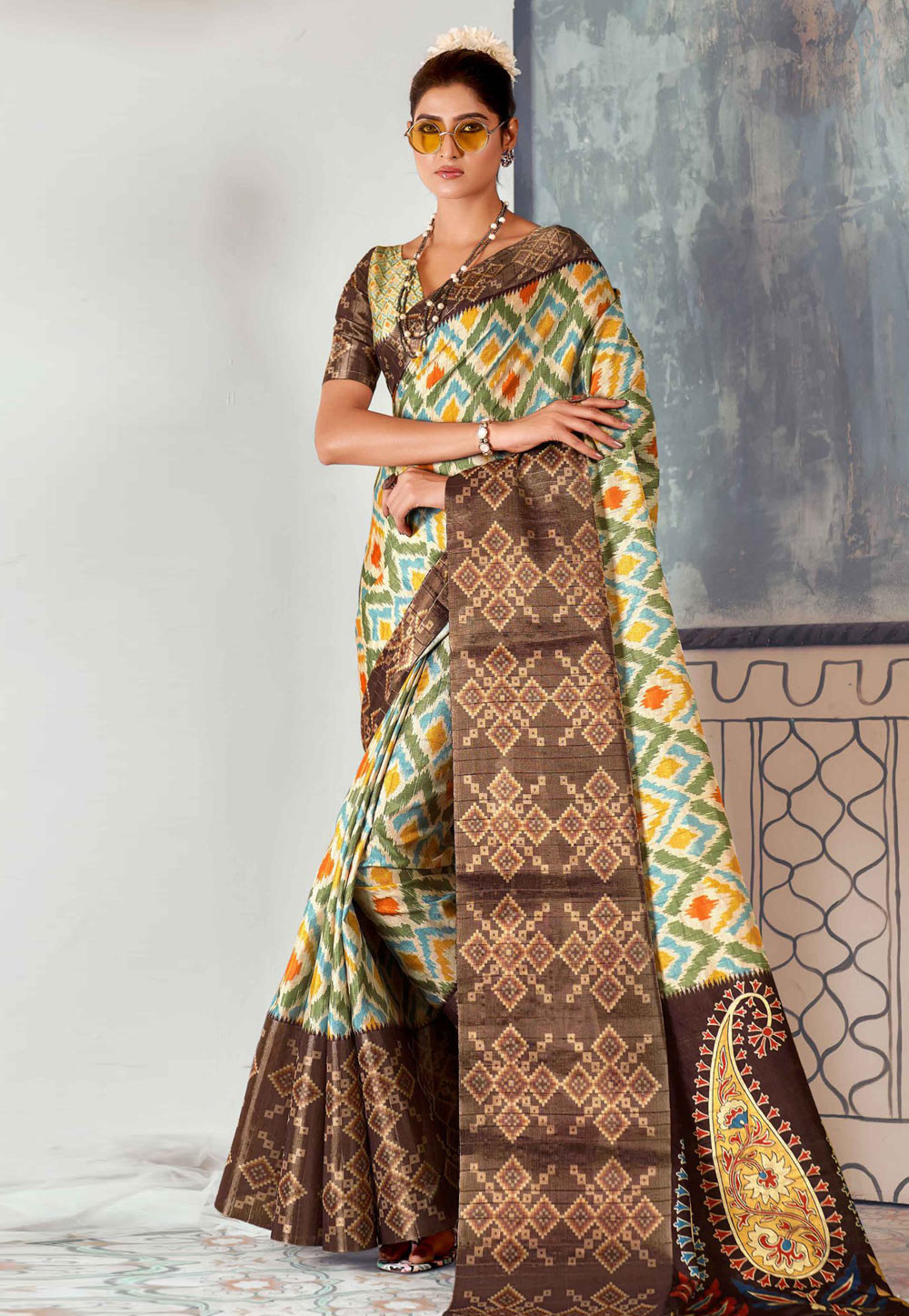 Multicolor Tussar Silk Saree With Blouse 275549