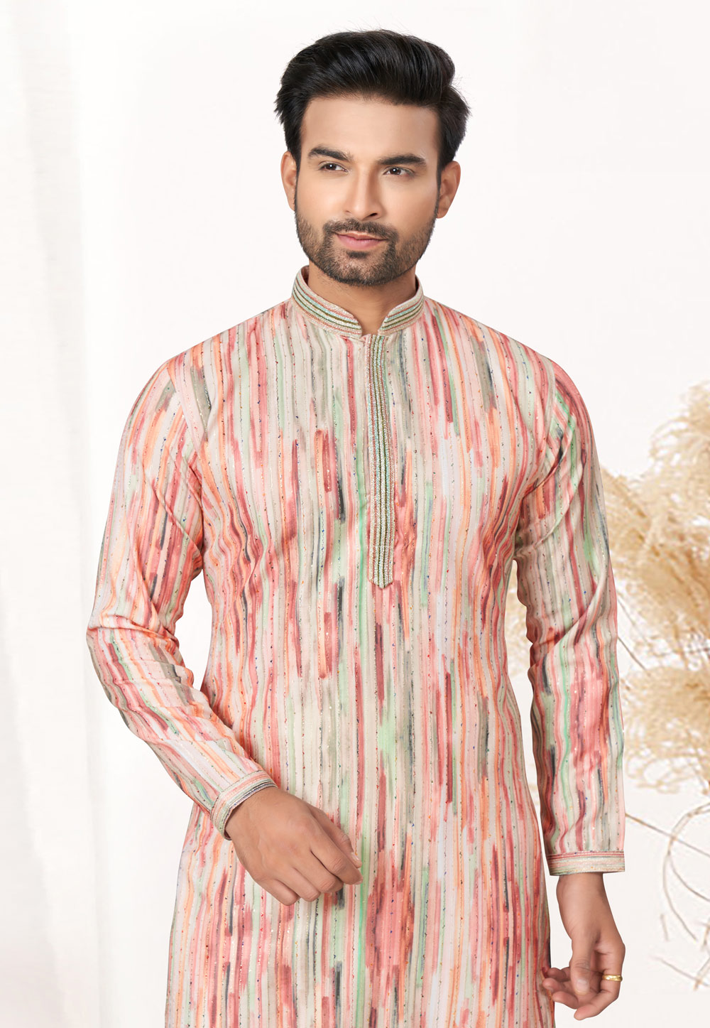 Printed Men Pink Cotton Kurta Pajama at Rs 1550/set in Mumbai