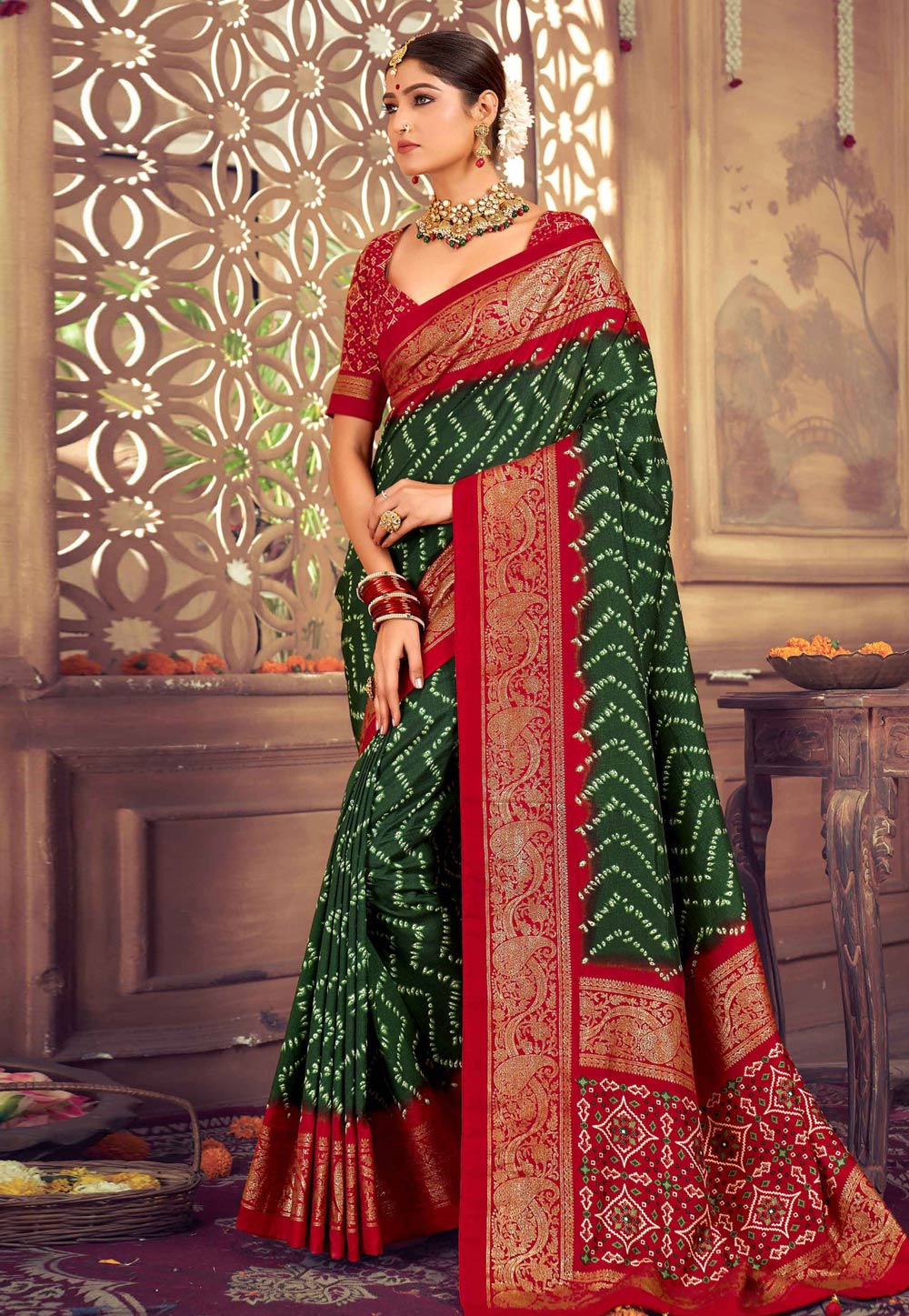 Green Tussar Silk Saree With Blouse 276253