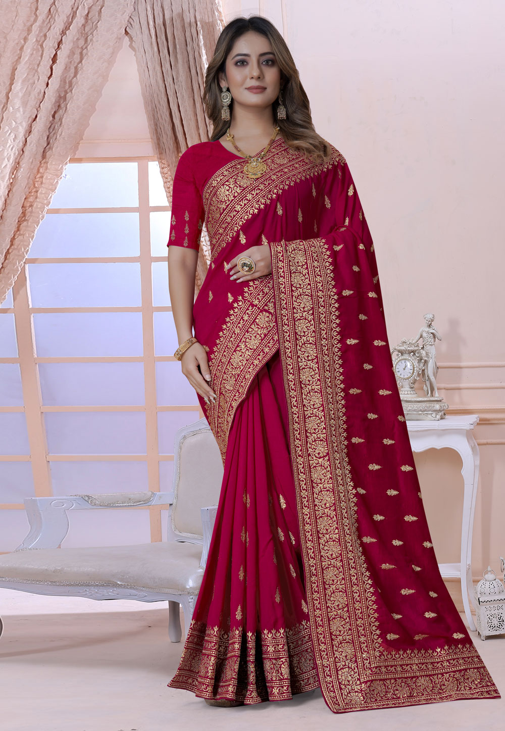 Magenta Silk Saree With Blouse 270534