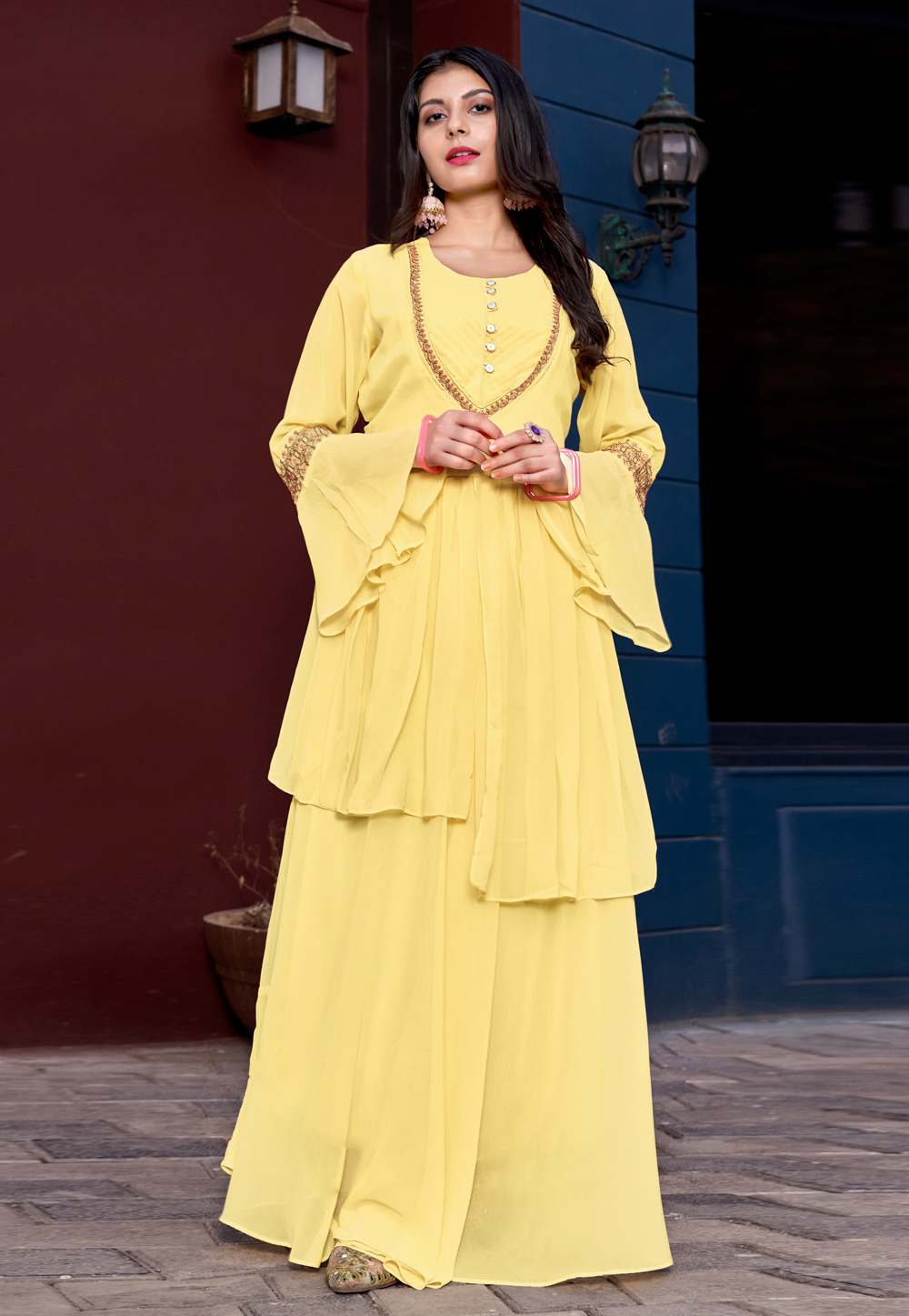Yellow Georgette Gown 245562