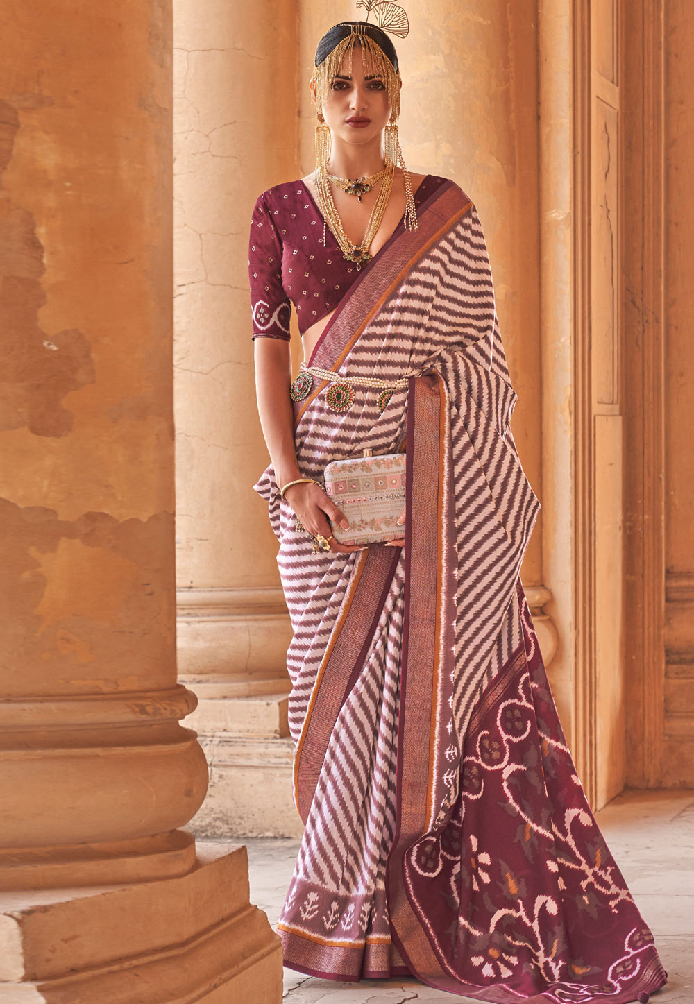 Wine Silk Saree With Blouse 264161