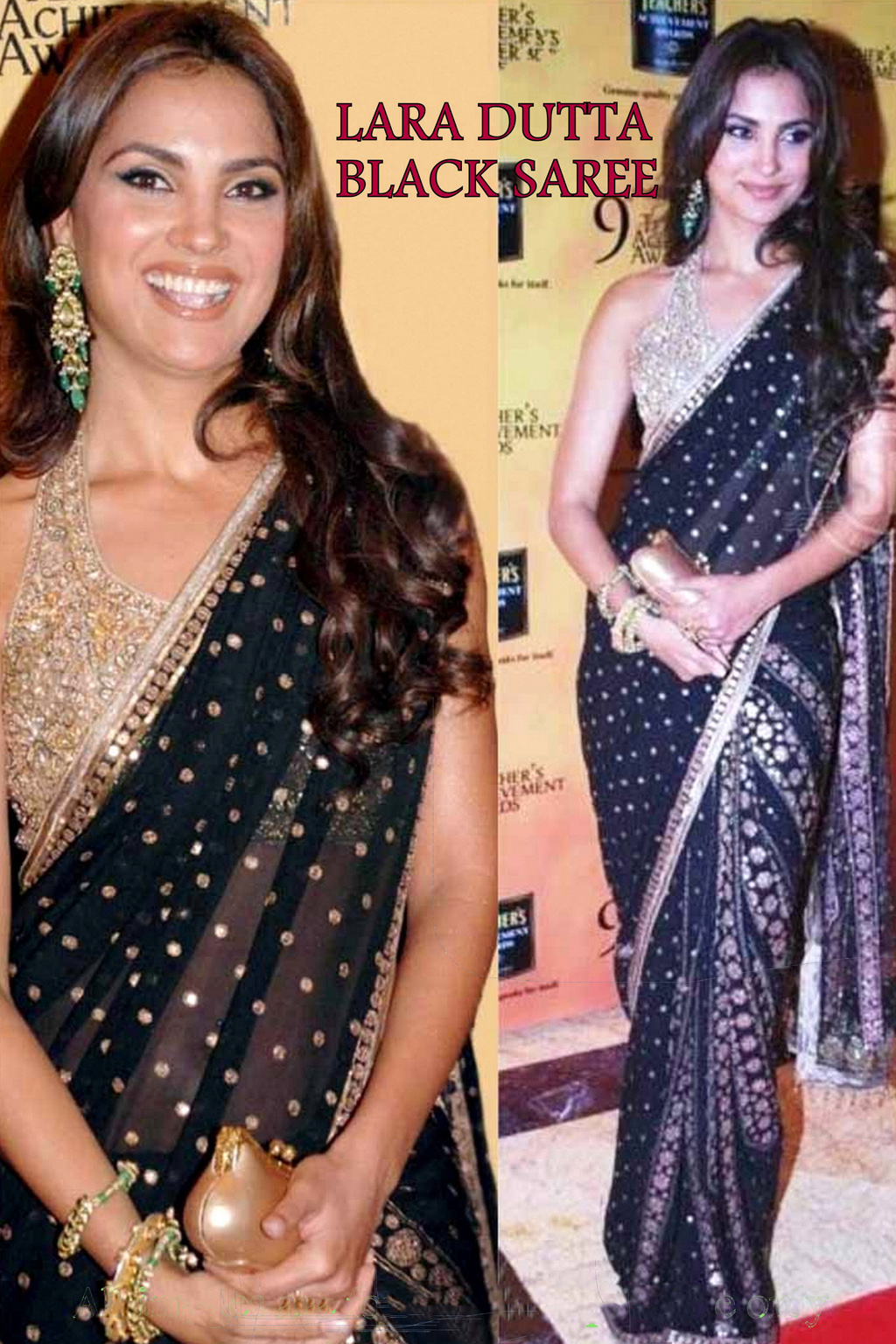 Lara Dutta Black Bollywood Saree 31904