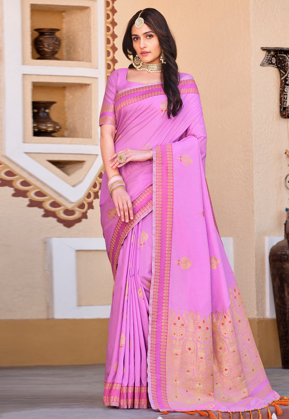 Pink Silk Saree With Blouse 264247